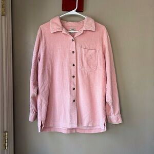 L.L. Bean Soft Pink Textured Button Down Oversized Shirt M